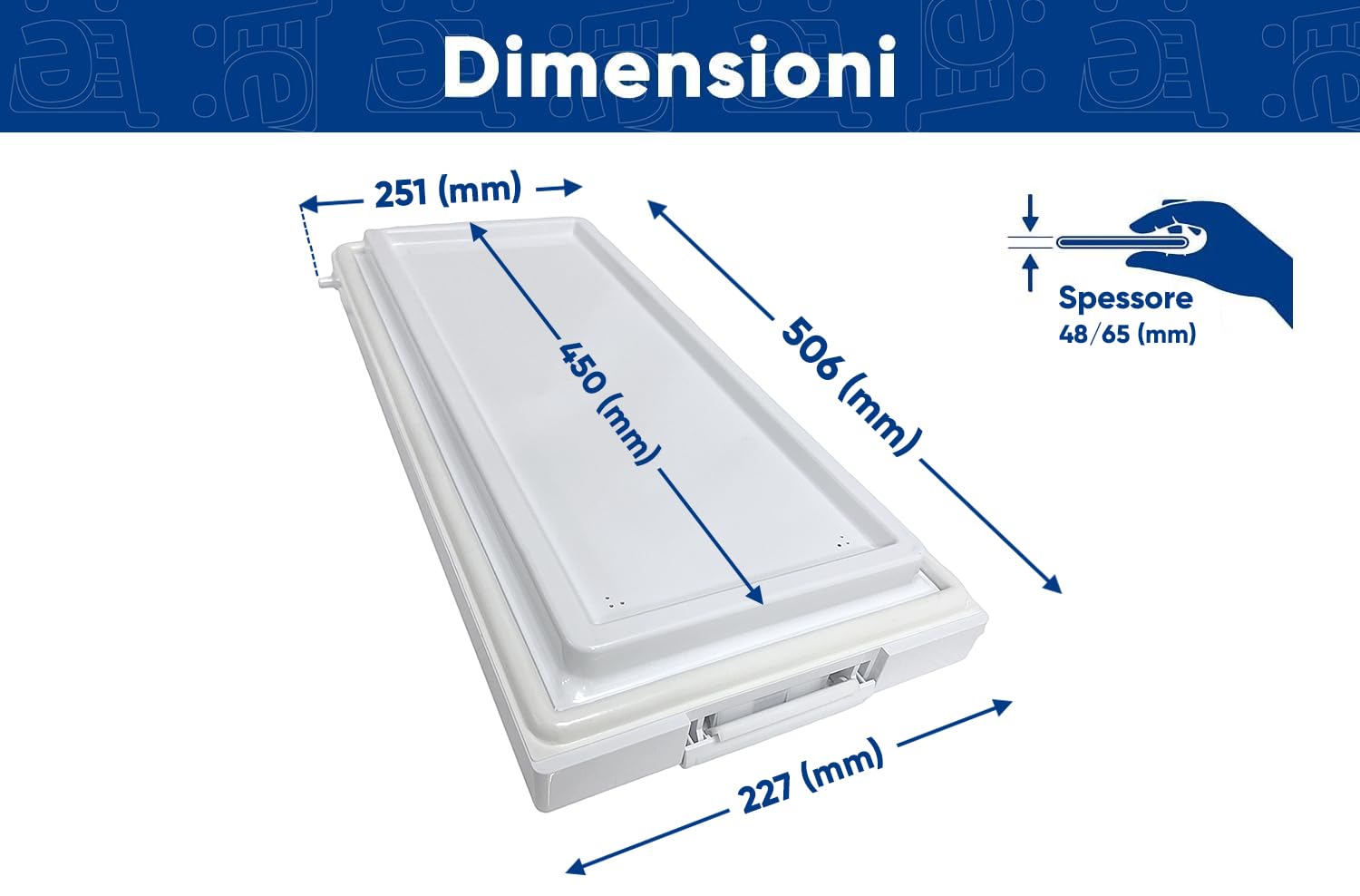 eRicambi® Sportello Porta Completa Evaporatore Freezer Congelatore Frigorifero, Compatibile con Smeg Whirlpool Ariston, Dimensioni: 506x227x48 (mm) per Modelli: ARC S29 WME WM FAB28