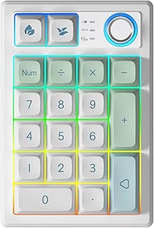 Gasket Creamy Mechanical Numpad Programmable Macro Keypad Wireless 2.4G/Bluetooth 5.0/Wired USB-C RGB Backlit Hot Swappable Number Pad Rechargeable Numeric Keyboard Metal Knob for Win/Mac