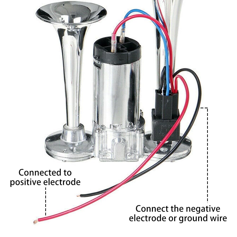Autohupe, 150 DB Super Laut Doppelte Elektrische Lufthupe Elektrische Hupe Versorgung Doppelrohr Metall Verbundene Elektrische Pumpenhupe Air Horn Kit 12 V Zughupen Set für LKW Autos Boote