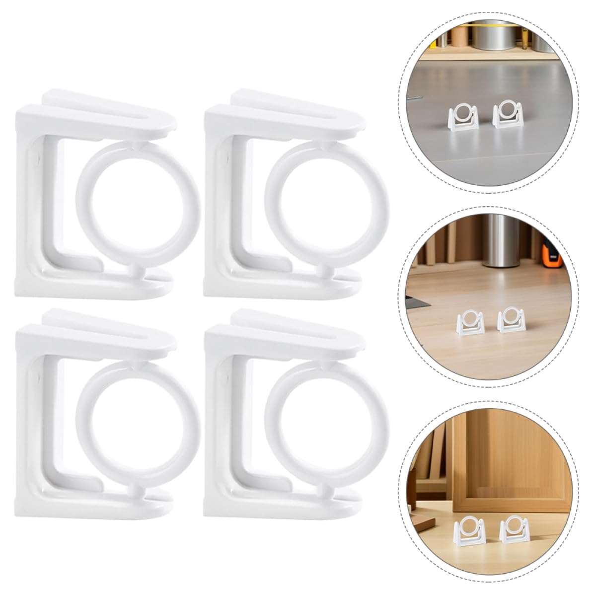 ULTECHNOVO 30pièces Supports de Tringle Auto-adhésifs Rotatifs pour Tringles à Rideaux Fixation Murale sans Perçage Crochets Plastique Blanc Lot