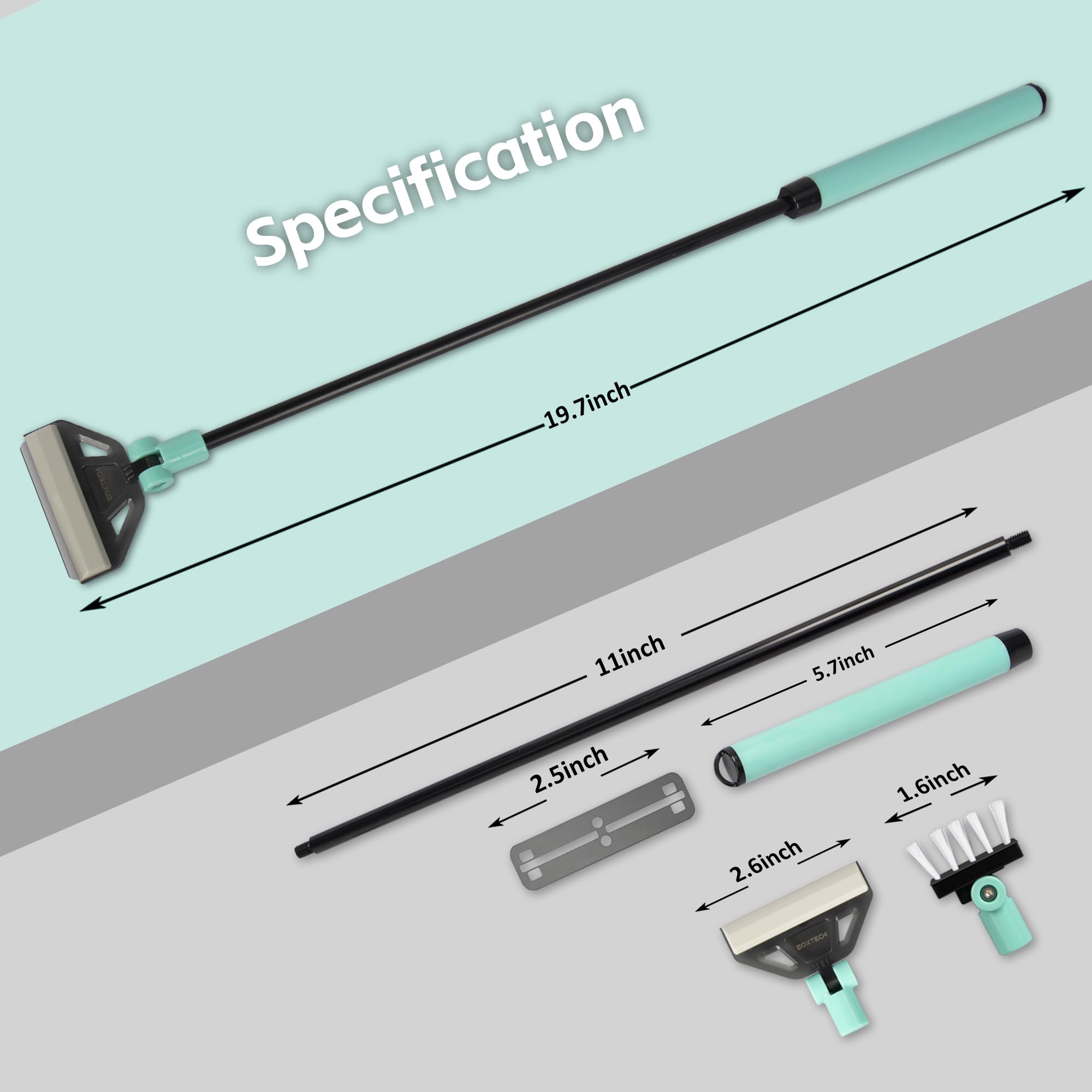 UPETTOOLS Rascador de algas para acuarios de cristal, rascador de algas ajustable 2 en 1 con 5 cuchillas de acero inoxidable y cepillo de limpieza, herramientas de limpieza de vidrio de acuario para