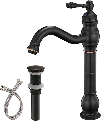 Llave mezcladora monocomando para lavabo de baño con cascada Aquafaucet, grifería de bronce aceitado ORB a la altura del cuerpo., 9310-ORB