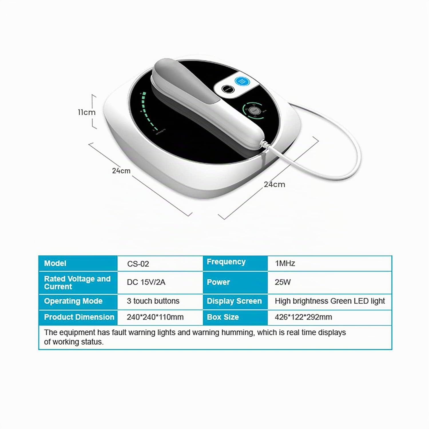 YUNCHI Dispositivo profesional de fisioterapia para aliviar el dolor muscular y articular, dispositivo de micromasaje con gel, CS-02 con maletín portátil