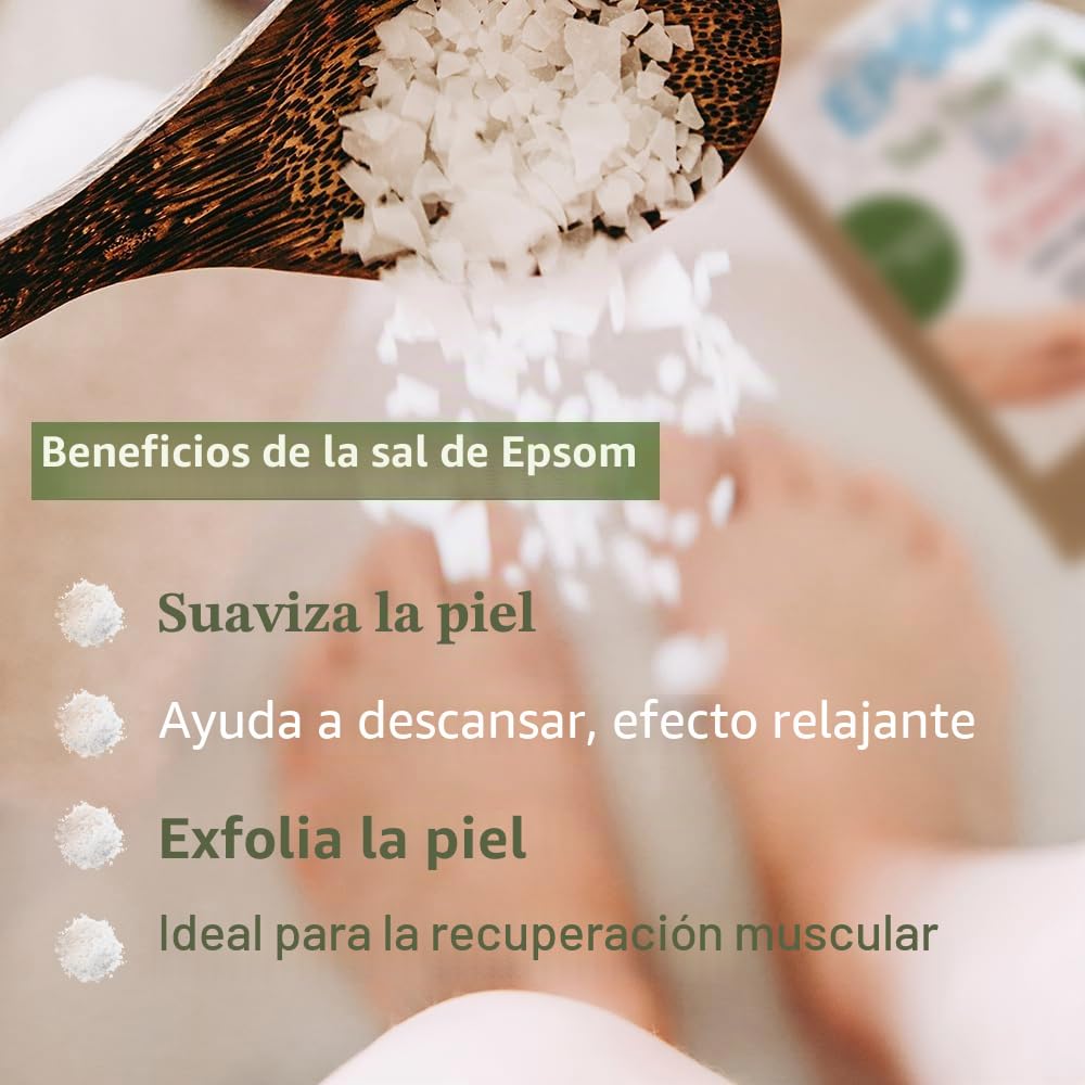 Sales de Epsom & Aceites Esenciales: Fuente de Magnesio Baño Relajante y Calmante. Defensa Natural y Protección Efectiva. Cuidado Activo de la Piel para Condiciones Óptimas - 1000 g 1 kg
