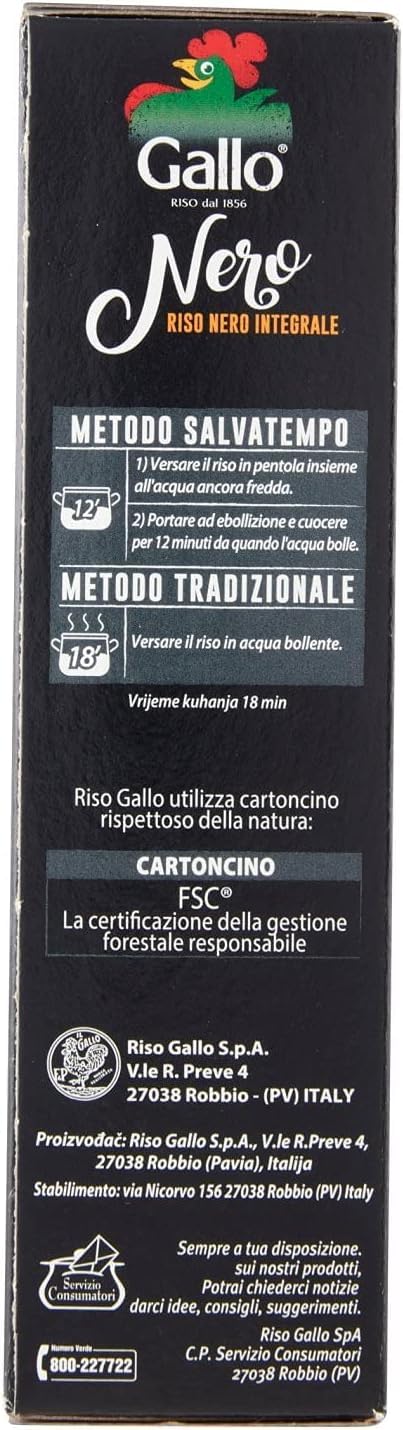Italian Gourmet Riso Nero Integrale riso Vollkornreis Italien 12 x 500g | Schwarze Körner, ricco di fibre e antiossidanti, vakuumverpackt, Gesamtnettogewicht 6 kg + Kostenlos Polpa 400g
