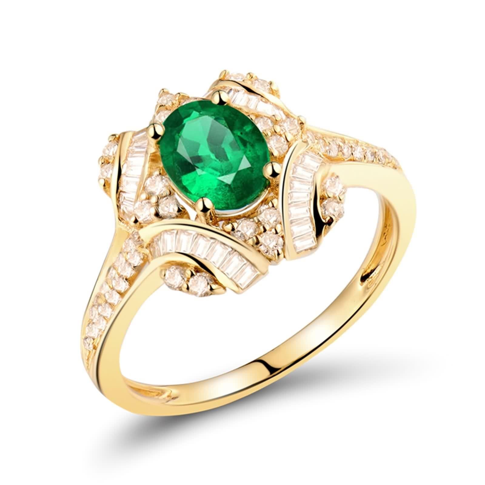 Anillos de oro amarillo de 18 quilates, anillos de esmeralda, oro verde ovalado, para mujer, alianza de boda, compromiso, joyería auténtica 750