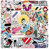 Alethron 100 Stück Skate Sticker, Selbstklebend PVC Skateboard Stickers Skate Aufkleber Snowboard Sticker Wasserfest Graffiti Aufkleber für Laptop Koffer Skateboard Snowboard