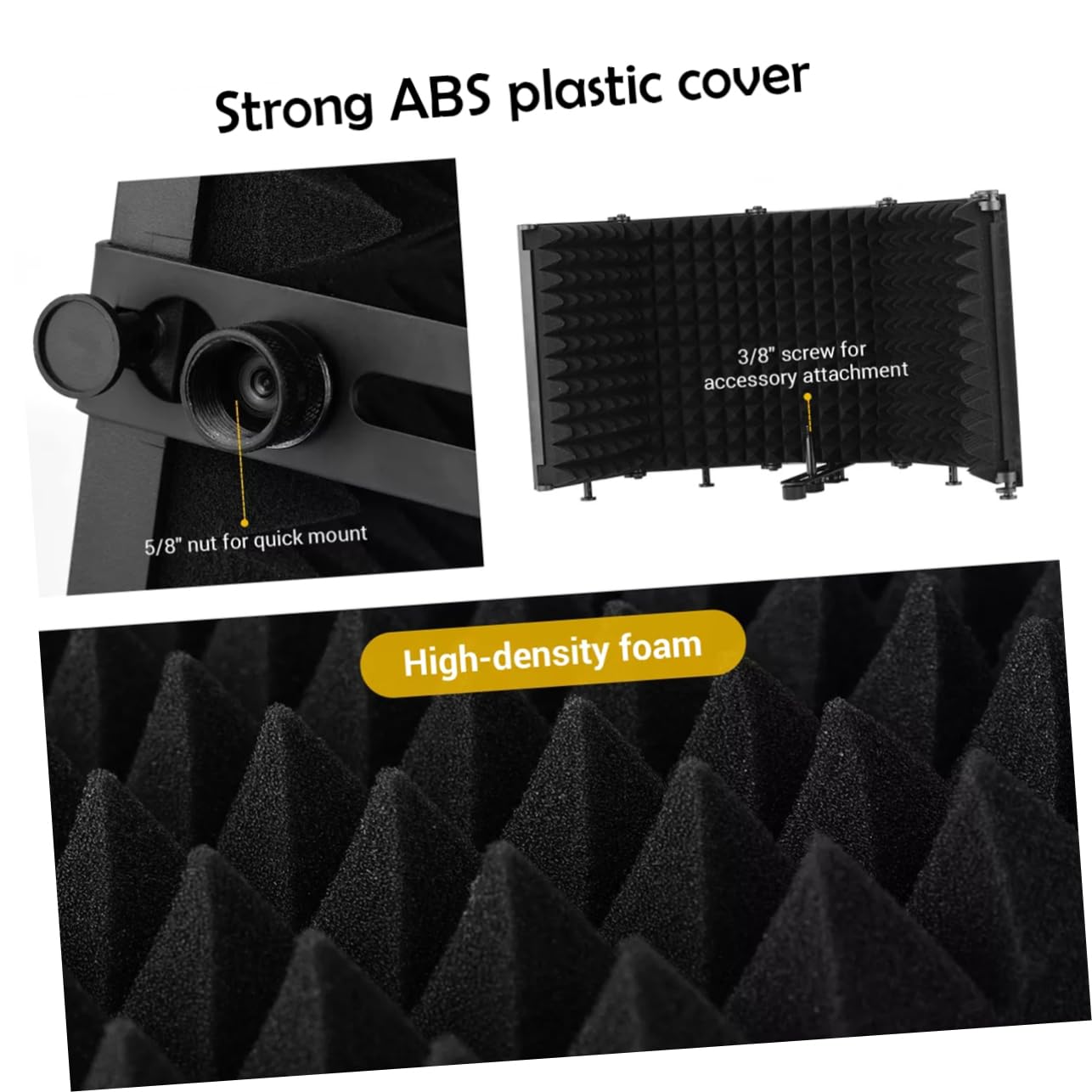 Hemobllo Protector de Espuma y Abs Plegable Ángulos Ajustables de Aislamiento y Tornillos para Micrófono para Uso en Estudio o Exteriores
