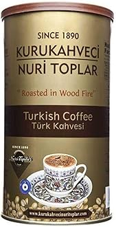 Turkish Coffee Nuri Toplar,Kurukahveci Nuri Efendi, Arabica Cofee Bean,Forged, Authentic Turkish Specialty, Fresh Roasted,Roasted in wood fire Non-GMO By Nuri Efendi 500 gr 17.6 oz Turk Kahvesi Halal قهوة تركية ، قهوة عثمانية_AB