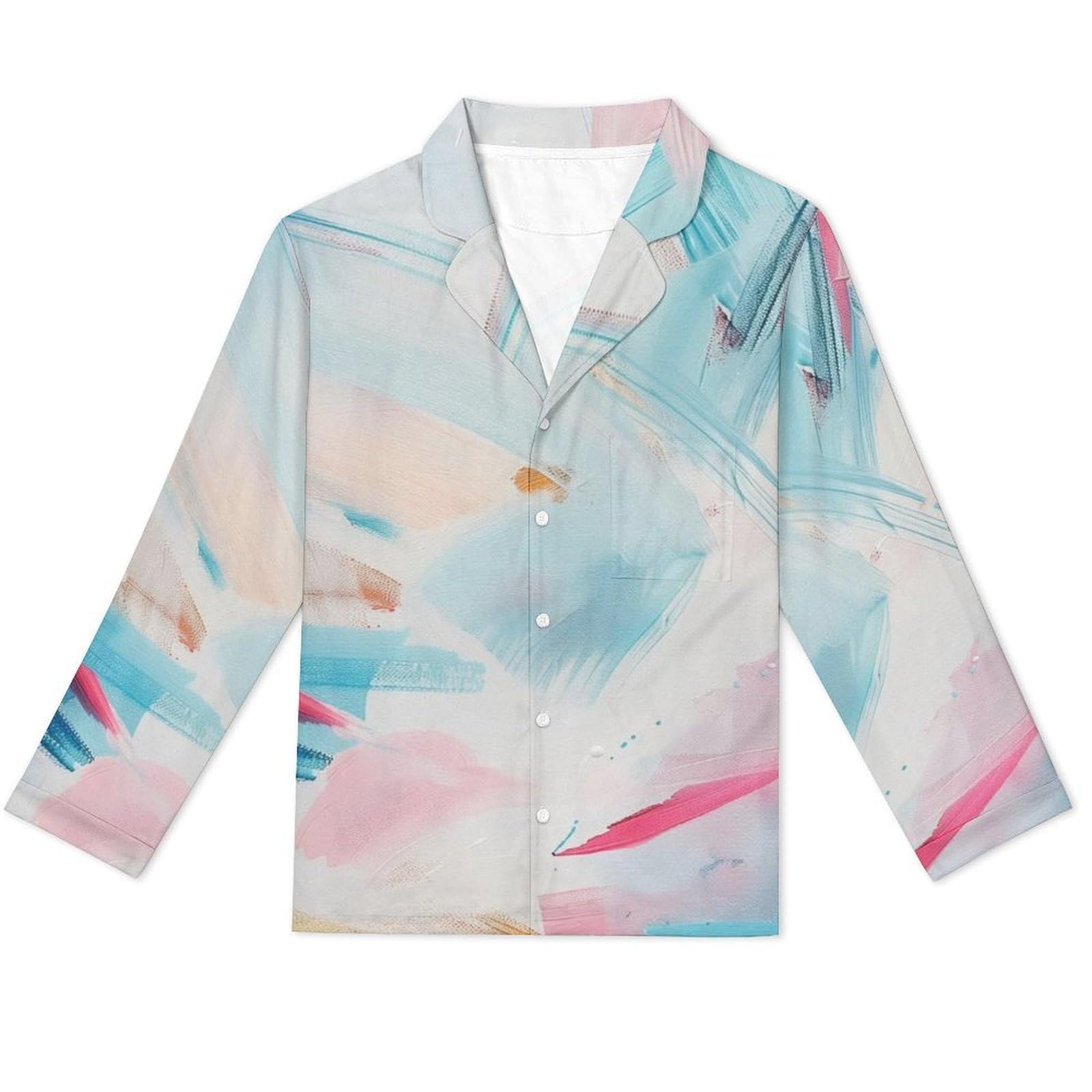 OLEETS Pigiama A Maniche Lunghe da Uomo - Graffiti Colorati Pigiama Invernale Pantaloni Top Caldo Autunnale Traspirante Morbido 2 Pezzi Casual Ampio