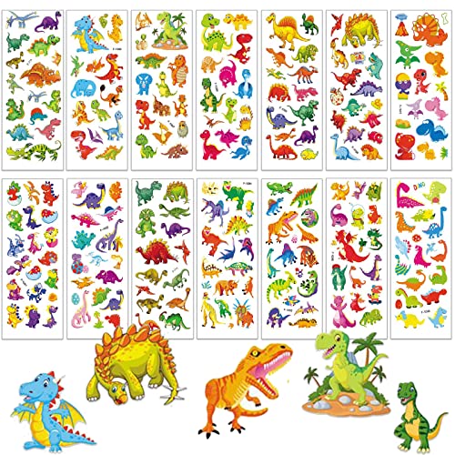 200 Aufkleber – Dinosaurier-Motive, 6 Szenen, Mehrfach Verwendbar, Für Kinder Ab 3 Jahren