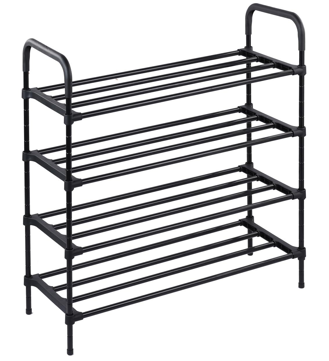 Theona 4 Tier Metal Shoe Rack for Home, Entryway & Closet | Powder Coated Iron Shoe Stand | Space Saving Multi-Layer Footwear Organizer (Black)-picture-24