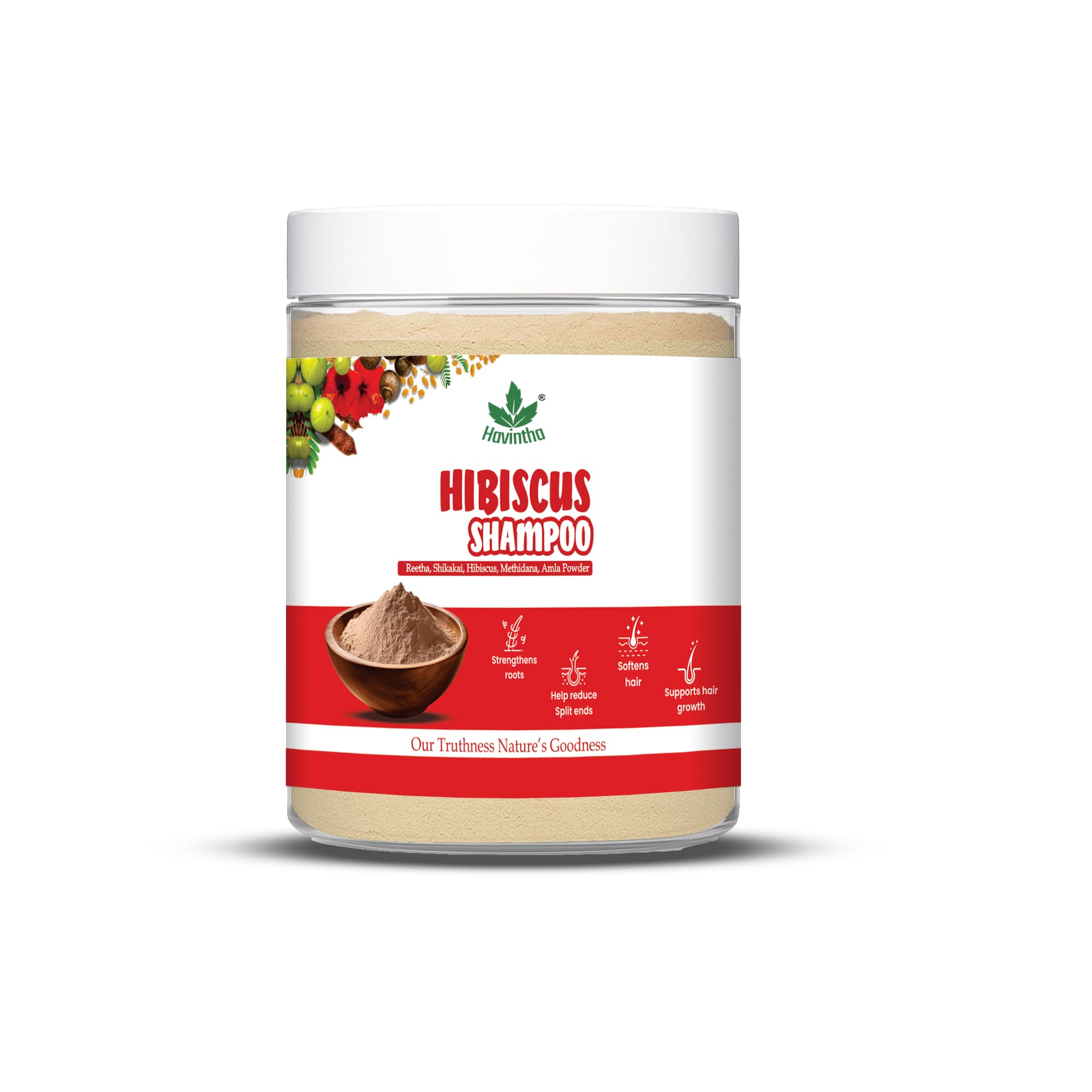 Havintha Natural Amla Reetha Shikakai Methidana And Hibiscus Powder Shampoo for Hair – 227 grams