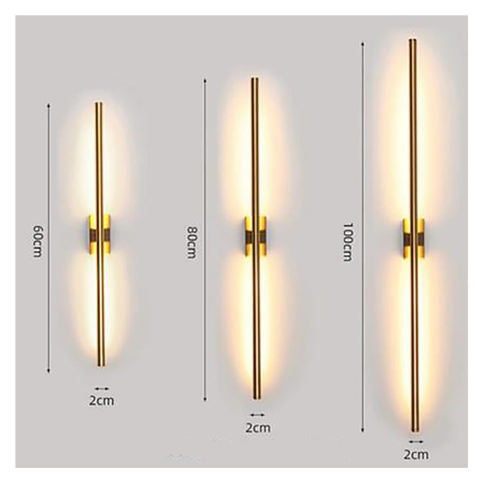 Lámpara de pared LED tubo lineal Simple moderna, fondo arriba hacia abajo, luz opuesta, lámpara for mesita noche, vestíbulo, pasillo, apliques oro negro Luces Brillantes(Nature White,BLACK_L100CM 14W)