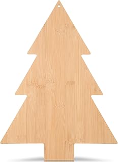 Christmas Bamboo Cutting Board Christmas Tree Shape Serving Board Wood Kitchen Chopping Board Decorative Wood Cheese Charcuterie Platter Board for Housewarming Christmas Xmas Present,11.02x14.96x0.59