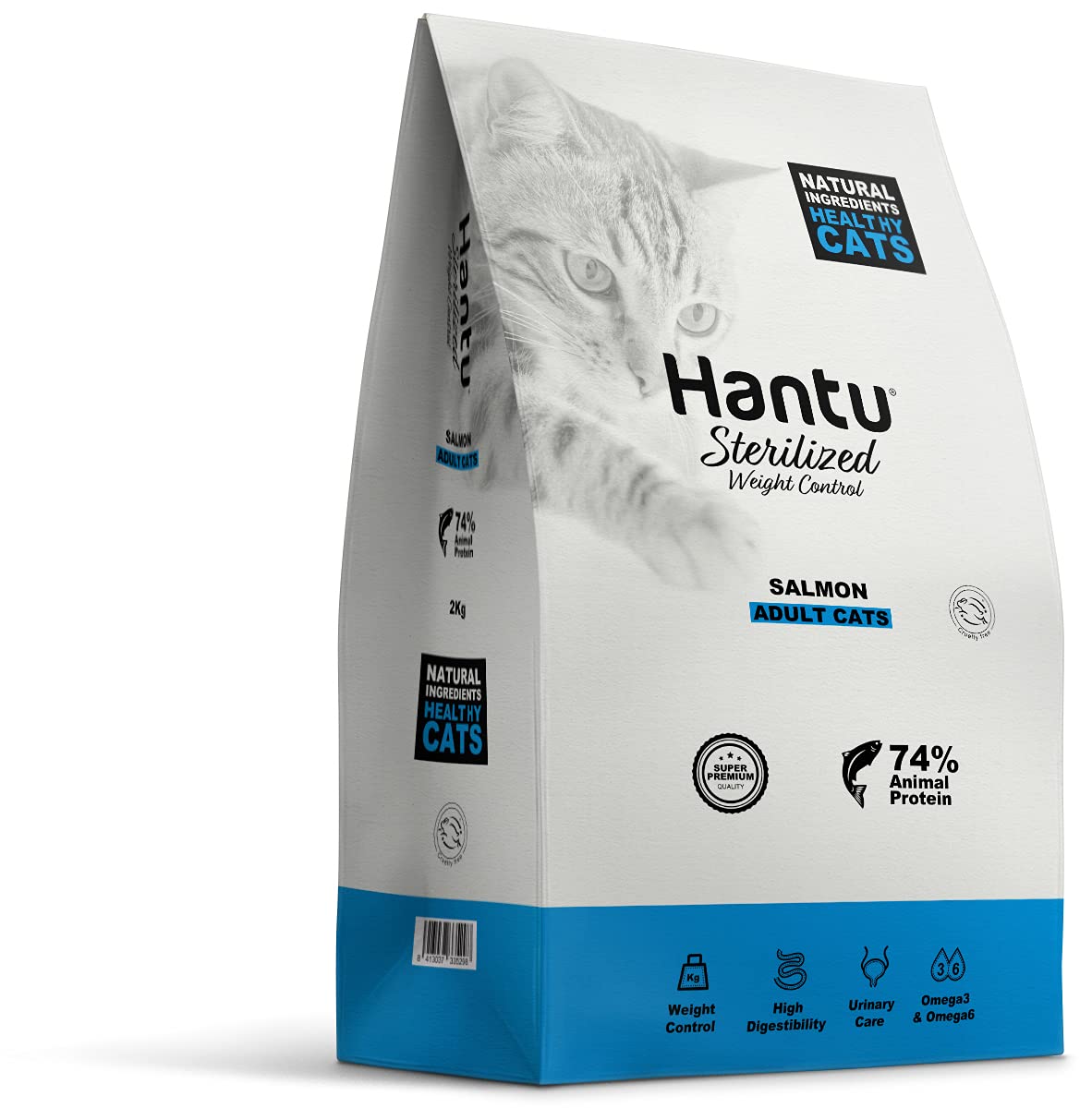 Hantu - Pienso Natural para Gatos Esterilizados | Alto Contenido en Salmón 30% | Control de Peso | Cuidado de Articulaciones y Piel | Alta Palatabilidad (6 Kg.)