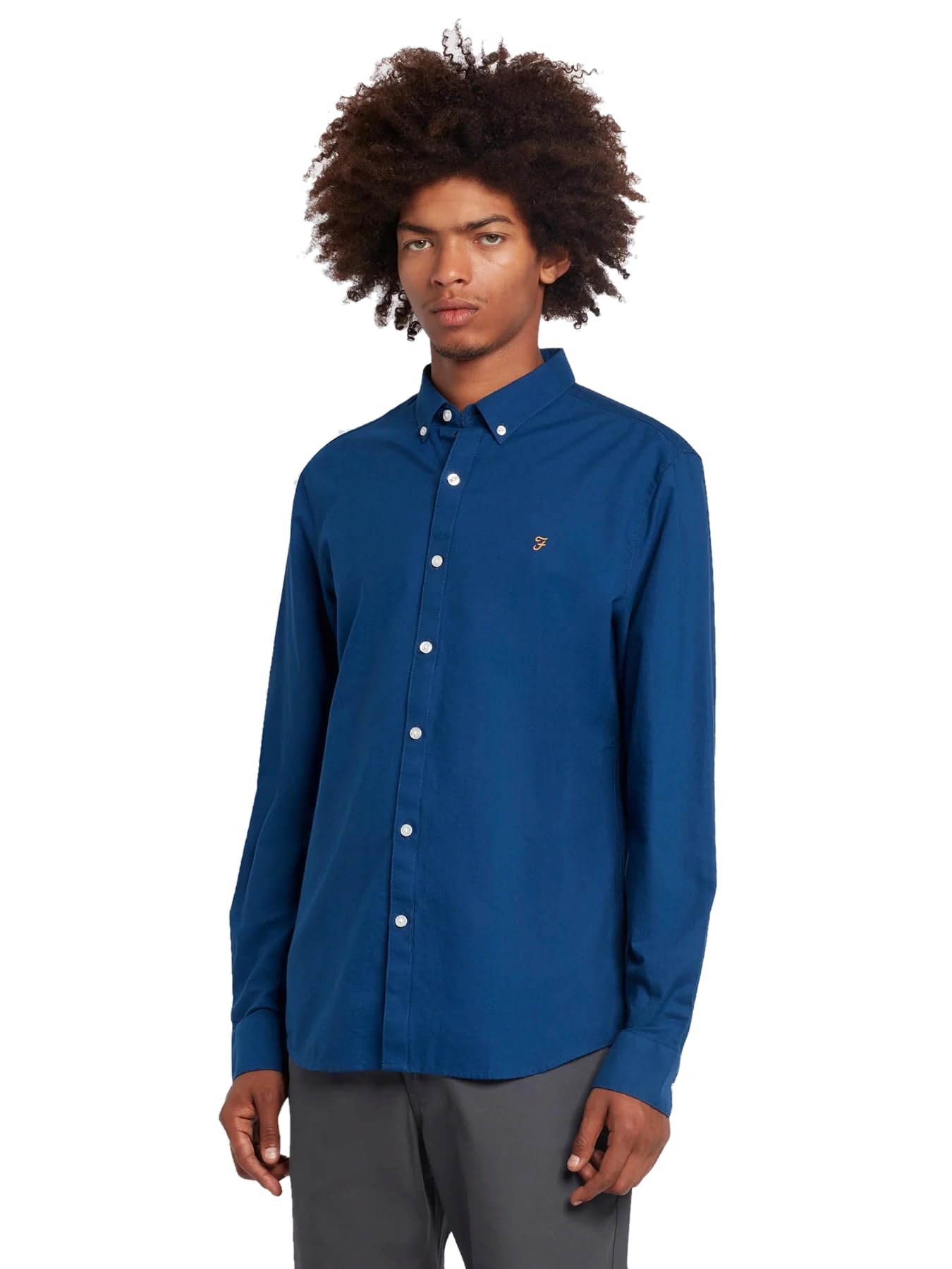 Farah Mens Long Sleeve Shirt Blue Peony M