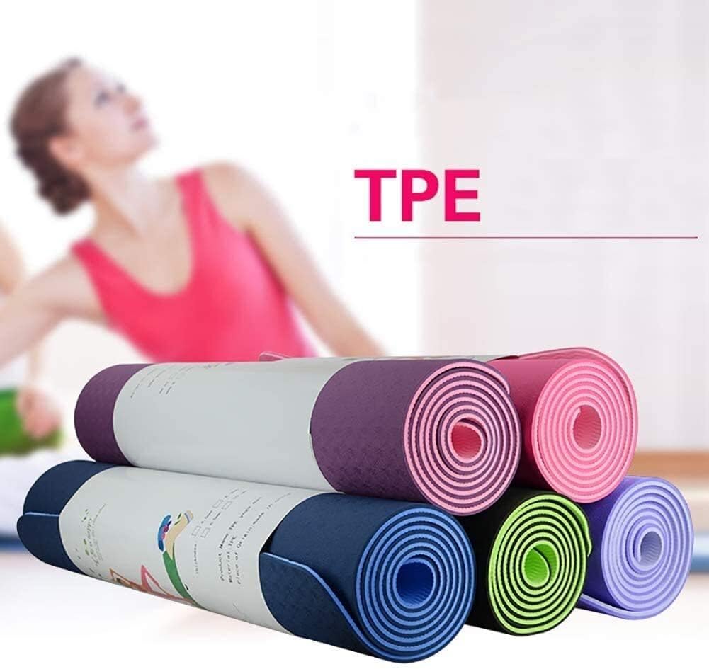 Mata do jogi-Mata do ćwiczeń Pilates-Brzuszki ćwiczenia rozciągające Push-up Sprzęt do ćwiczeń w domu Mężczyźni Kobiety Tpe Eco-Mata treningowa(Navy+light Blue,183x61x0.7cm)