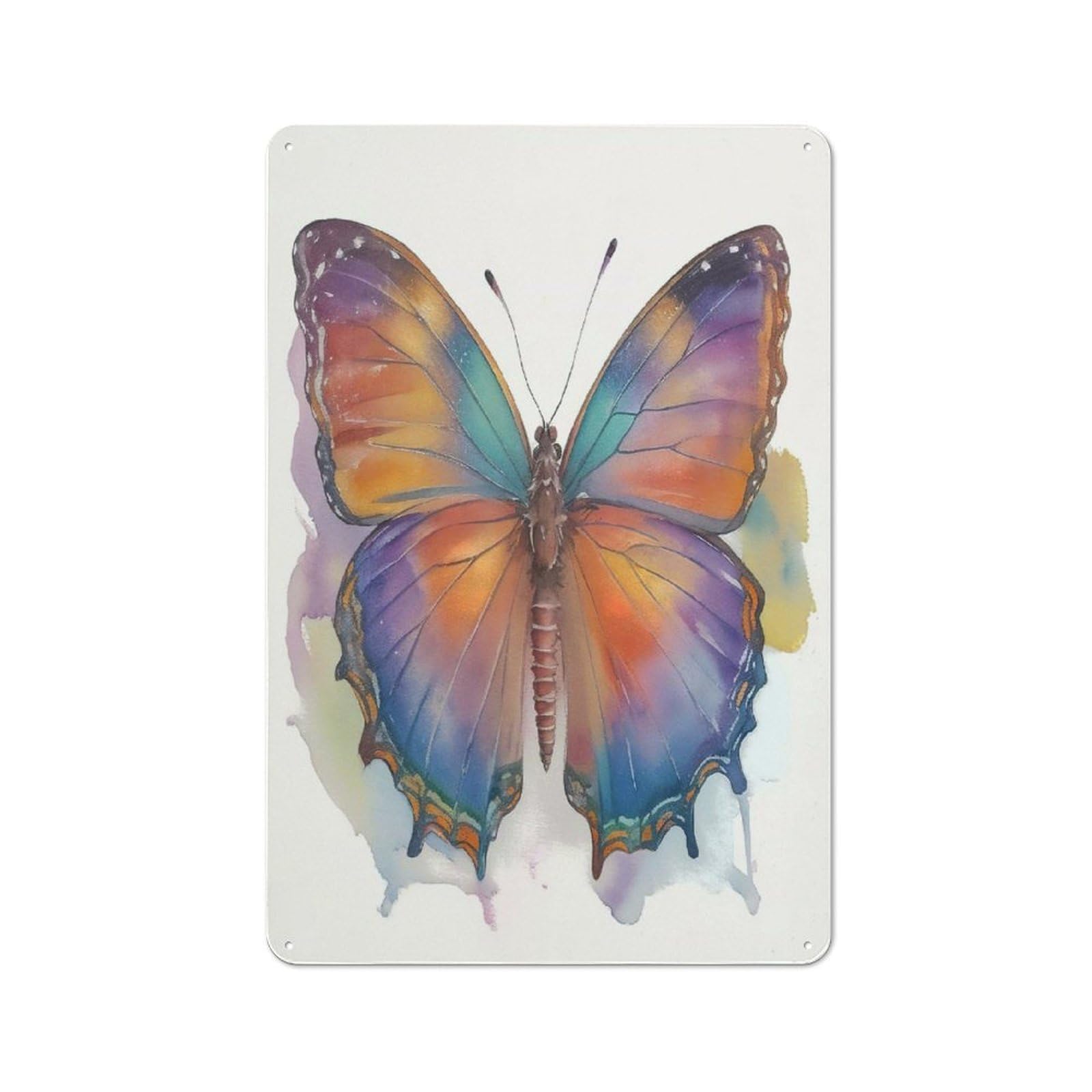 Colorful Butterfly Vintage Tin Sign 30x20cm, Rustic Bistro Wall Plaque for Coffee Bar, Kitchen, Bistro Or Tea Corner