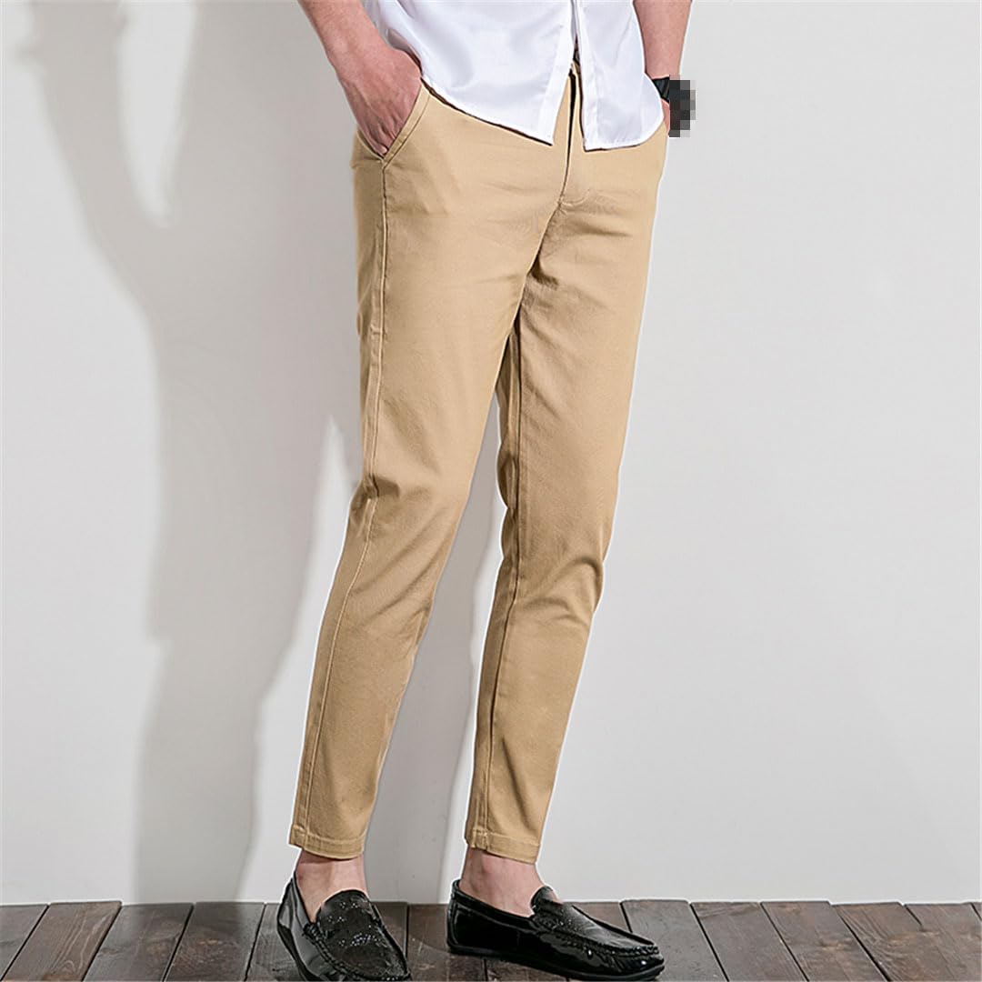 Vogrtcc Pantalones De Hombre Pantalones Rectos De Media Altura Pantalones hasta Los Tobillos