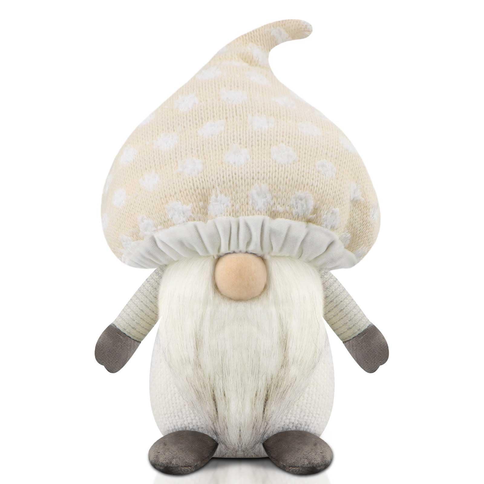 Gehydy Mushroom Gnome Plush Spring Easter Decorations - Tabletop Handmade Swedish Tomte Tiered Tray Ornaments Home Decor Holiday Figurines Gift - White