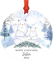 Vista 32 de Andaz Press Adorno de recuerdo de Navidad de metal redondo personalizado para la familia, My First Christmas As Gigi 2024, acuarela de osos polares