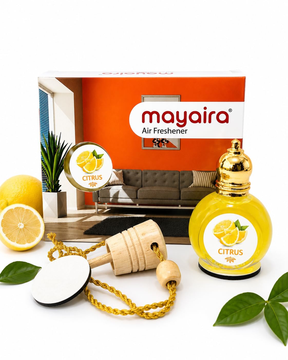 Citrus Air Freshener with Natural Wooden Diffuser, Long Lasting Fragrance for Living Room, Bedroom, Wardrobe, Bathroom & Office, Hanging Aroma Freshener 65g-image-5