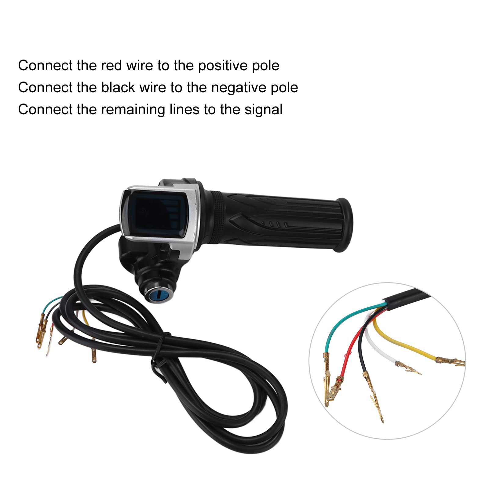 24 V Drosselgriff mit LED-Startanzeige und 2 Schlüsseln, elektrischer Gasgriff für E-Bikes und Roller, ergonomisches Design aus ABS