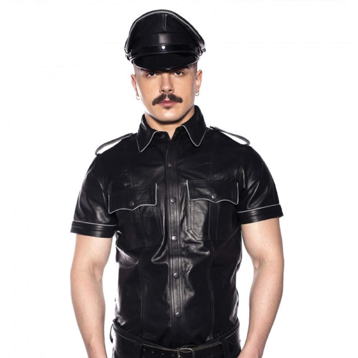 Prowler RED Police Shirt Piped Black - Extra Small: Chest 36-38 inch RED Range of Leather