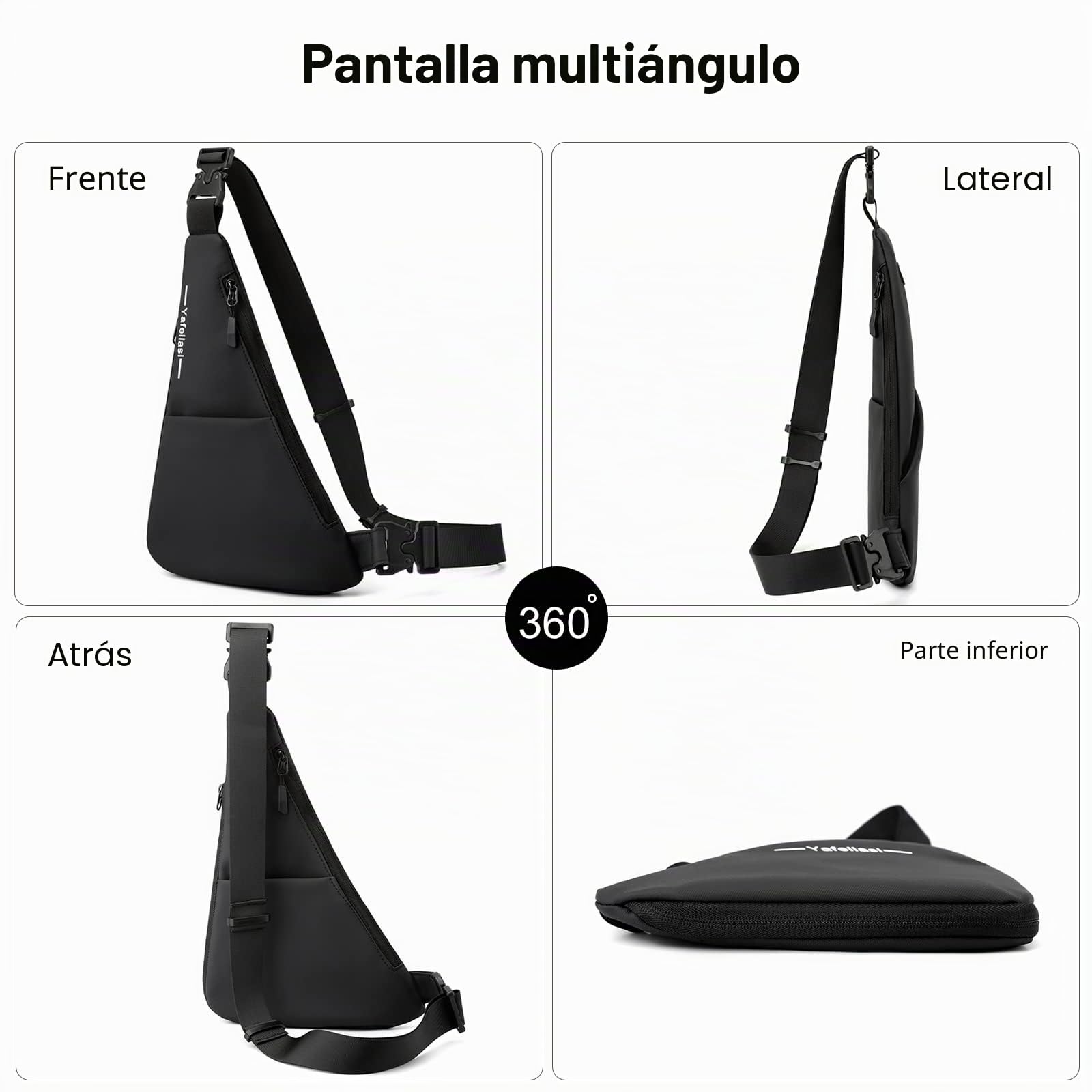 FANDARE Ultraligero Bolso Pecho Hombre Bolsos Cruzados Bolso de Pecho Hombre Bandoleras Cruzada Doble Cara Sling Crossbody Bag para Viaje Deportes Ciclismo Montañismo Impermeable Mochila Negro