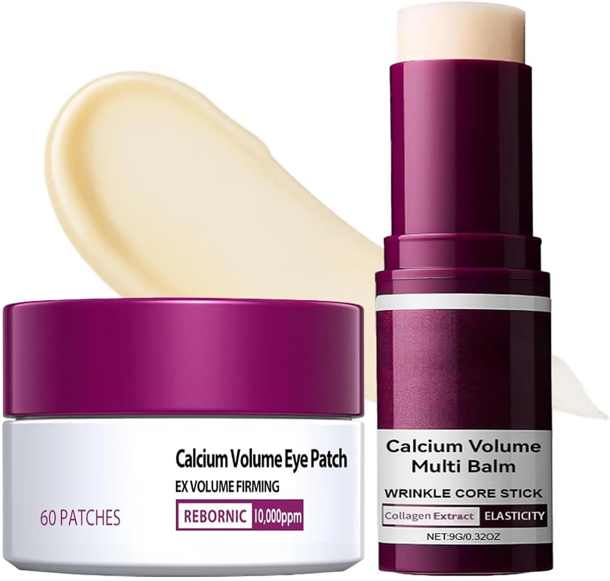 - Eye Care Duo – Calcium Volume Multi Balm Stick + Hydrogel Under Eye Patches 60ea (30 Pairs), Hydrating & Smoothing Eyes Treatment, Gentle on Skin, Travel-Friendly