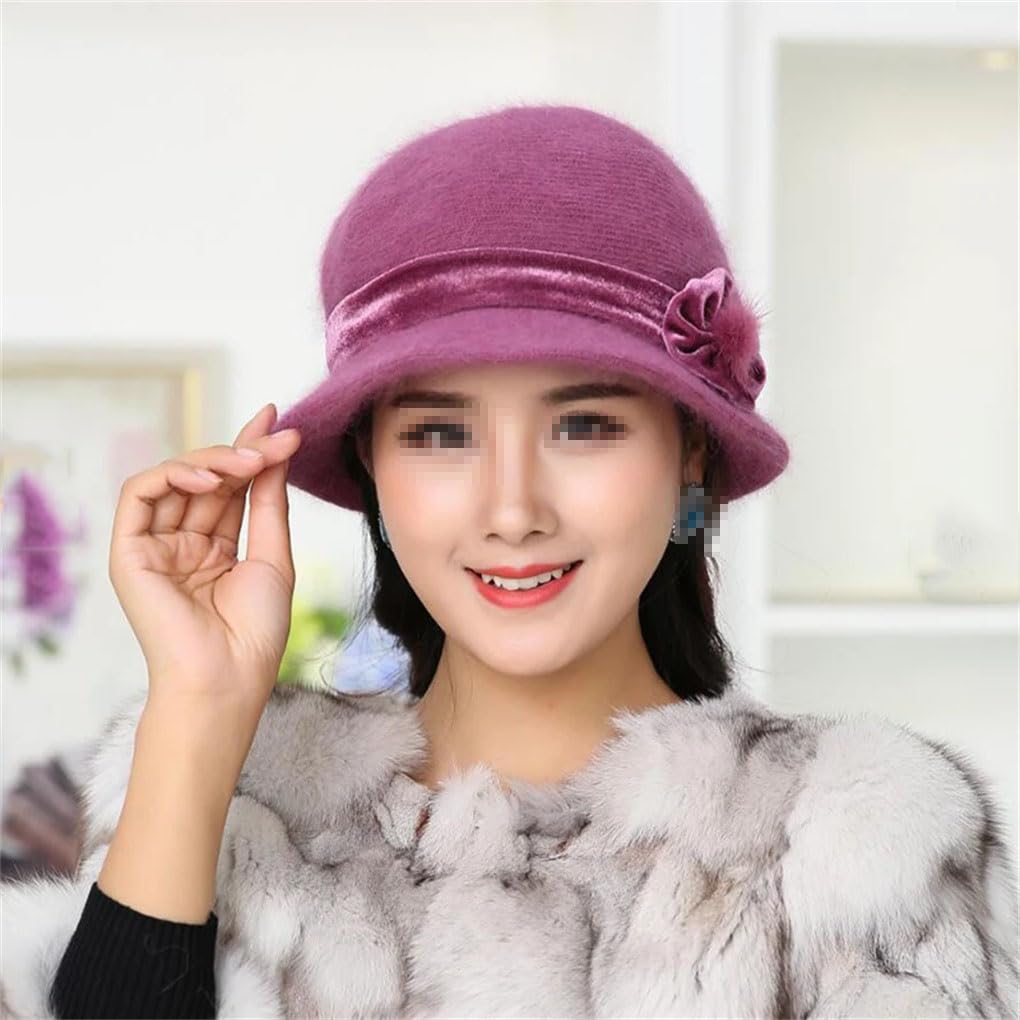 SaoBiiu Autunno Inverno Fedoras Cappello di Pelliccia per le Donne Casual Cap Tinta unita Cloche Cappello Cappelli Donna Cappelli Fedora Caldo