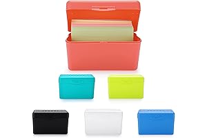 BTSKY 6 Pack 3x5-Inch Colorful Plastic Recipe Card Storage Box