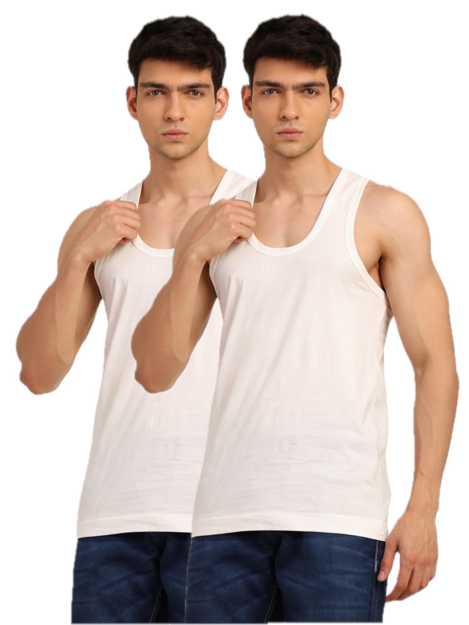 leo Maanik Men's Premium Compact Cotton Sleeveless Vest | Round Neck Cotton Baniyan | Soft, Breathable & Skin-Friendly Innerwear | Comfortable Pack of 2-picture-9