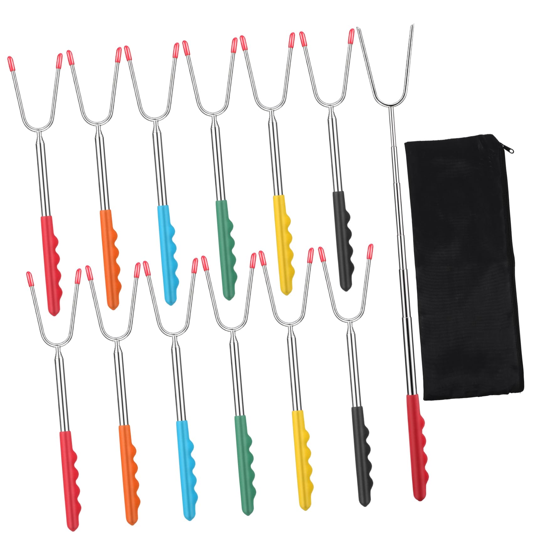 ibasenice 12pc Telescoping Bbq Forks Set Stainless Steel Grill Utensils for Bbq Parties Camping Picnic