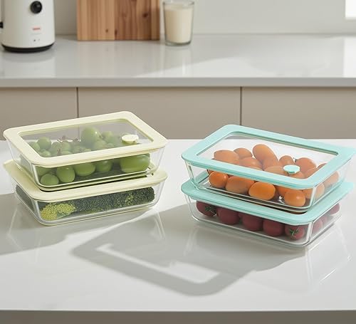 Miniatura 8 de Urban Green Juego de recipientes de vidrio para alimentos con tapa de vidrio, paquete de 4, recipientes de almacenamiento de alimentos con tapa
