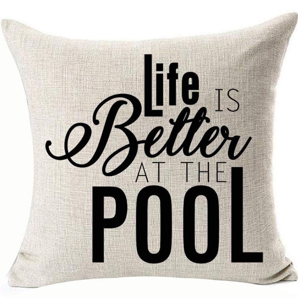 FaceYee Life is Better at The Pool Pillowcases Pillowcovers 18x18inch Removable Two Side Color:Life is Better at The Pool
