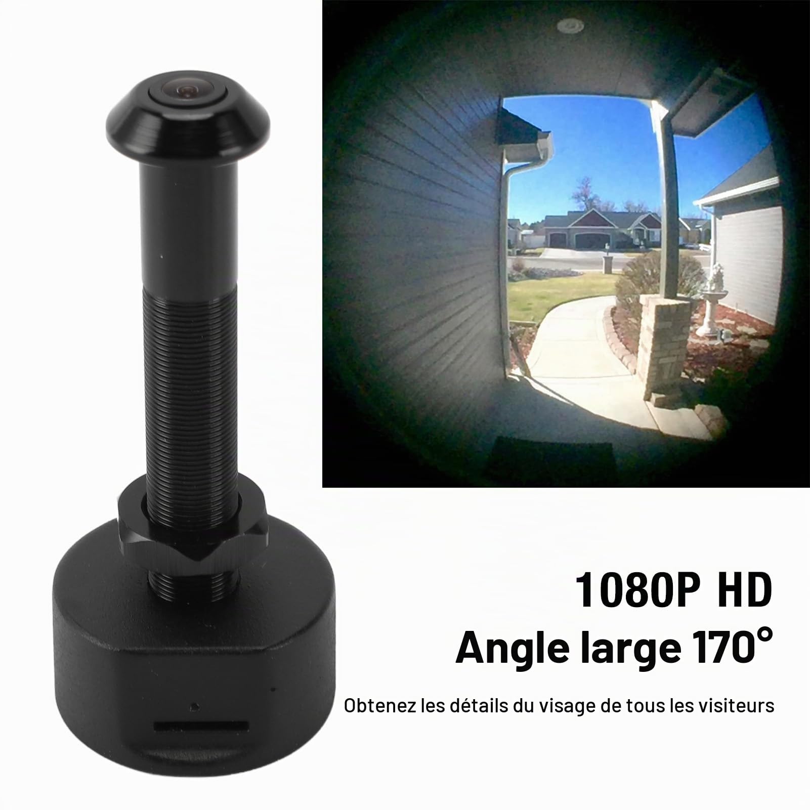 Tbest Judas de Porte, Caméra de Trou D'oeil de Porte WiFi, Caméra Judas de 1080P HD, Grand Angle de 150 Degrés, Détection de Mouvement, Contrôle par Application pour la sécurité (BLACK)