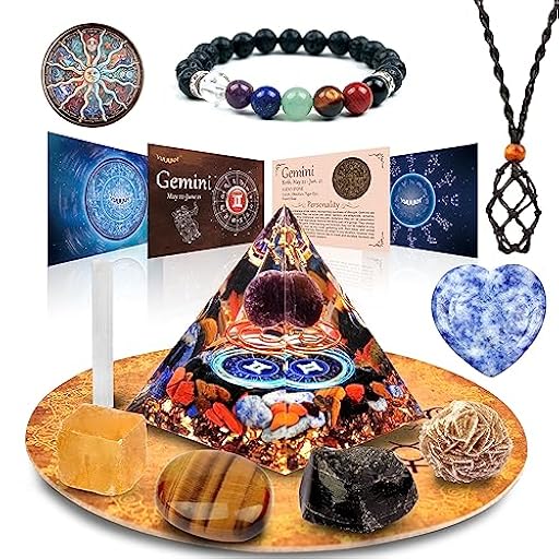 vuUUuv Horóscopo Orgone Pirámide ，Gemini Cristal Curativo Set de Regalo ，Zodiac Signo Piedras a Companion Birthstone, para la Astrología ，Reiki，Energy, Meditación | Ya disponible en tu tienda friki favorita! En mundofriki.es!
