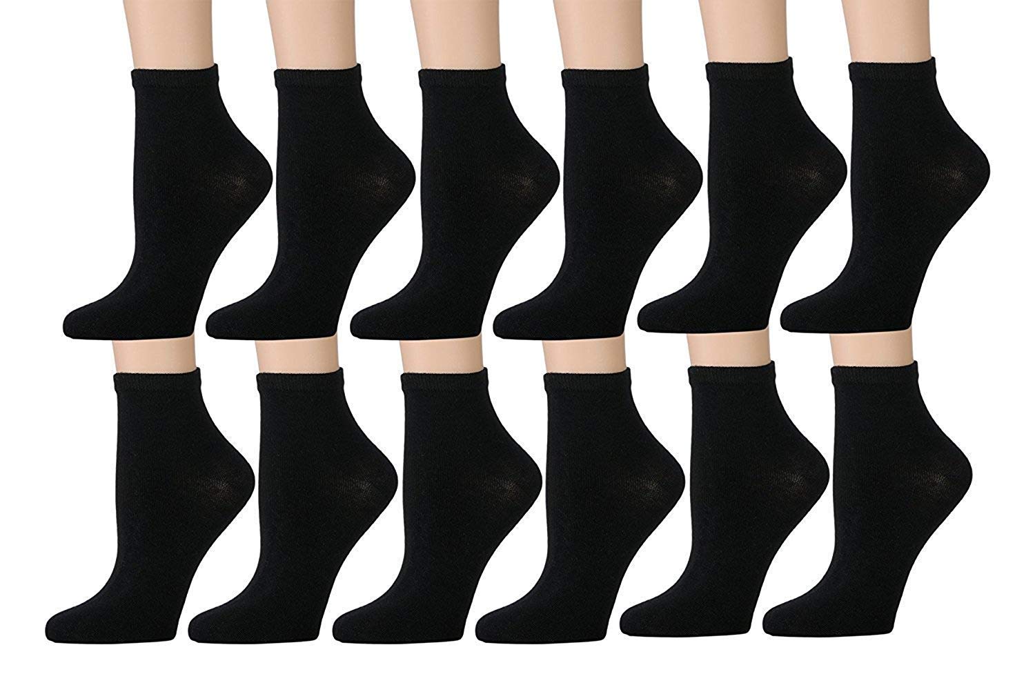 Yacht & Smith 12 Pairs Women's Ankle, Athletic Sports Running Socks, Quarter Length, by SOCKS'NBULK