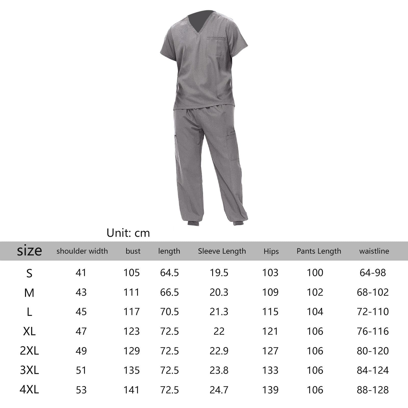 Conjunto de Uniforme de Trabajo para Hombre con Escote en V Y Pantalones, Gris L