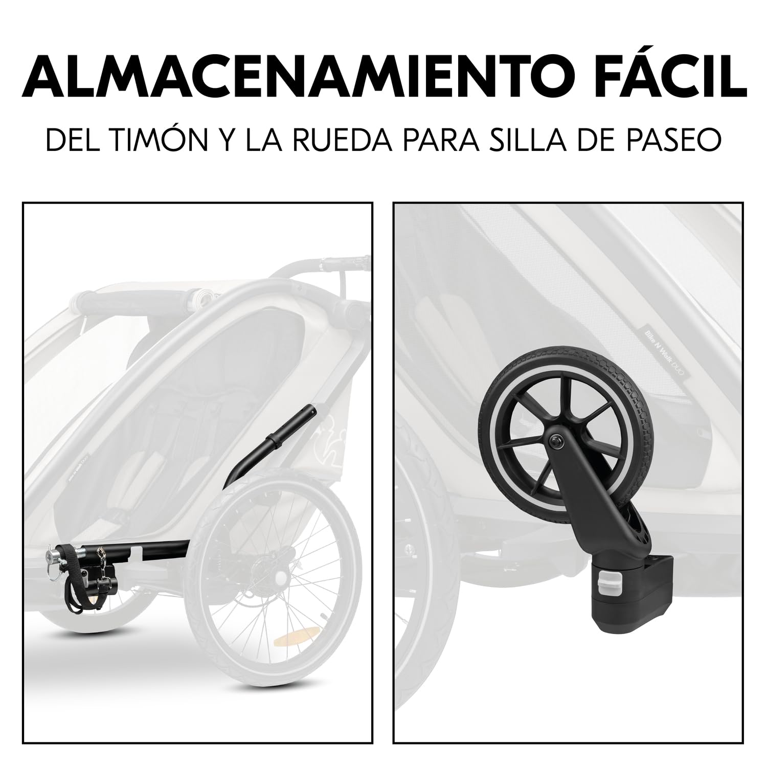 hauck Bike N Walk Duo Set Completo 3 en 1 Remolque Bicicleta 2 Niños - Silla de Paseo Doble Plegable Desde 6 Meses hasta 22 kg o 120 cm - Suspensión - Freno de Mano - Maletero - Gris Claro
