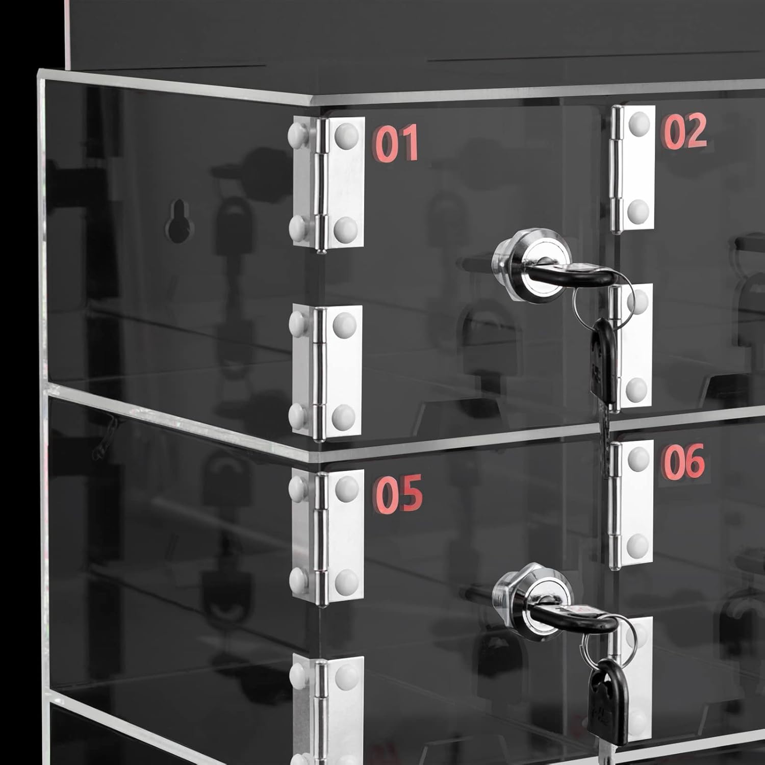 12 Slots Acrylic Cell Phone Locker Box, Clear Cell Phone Locker Box with Door Locks & Keys,Wall-Mounted Cell Phones Storage Cabinet, Pocket Storage Locker Box for Office Classroom(12 Slots)