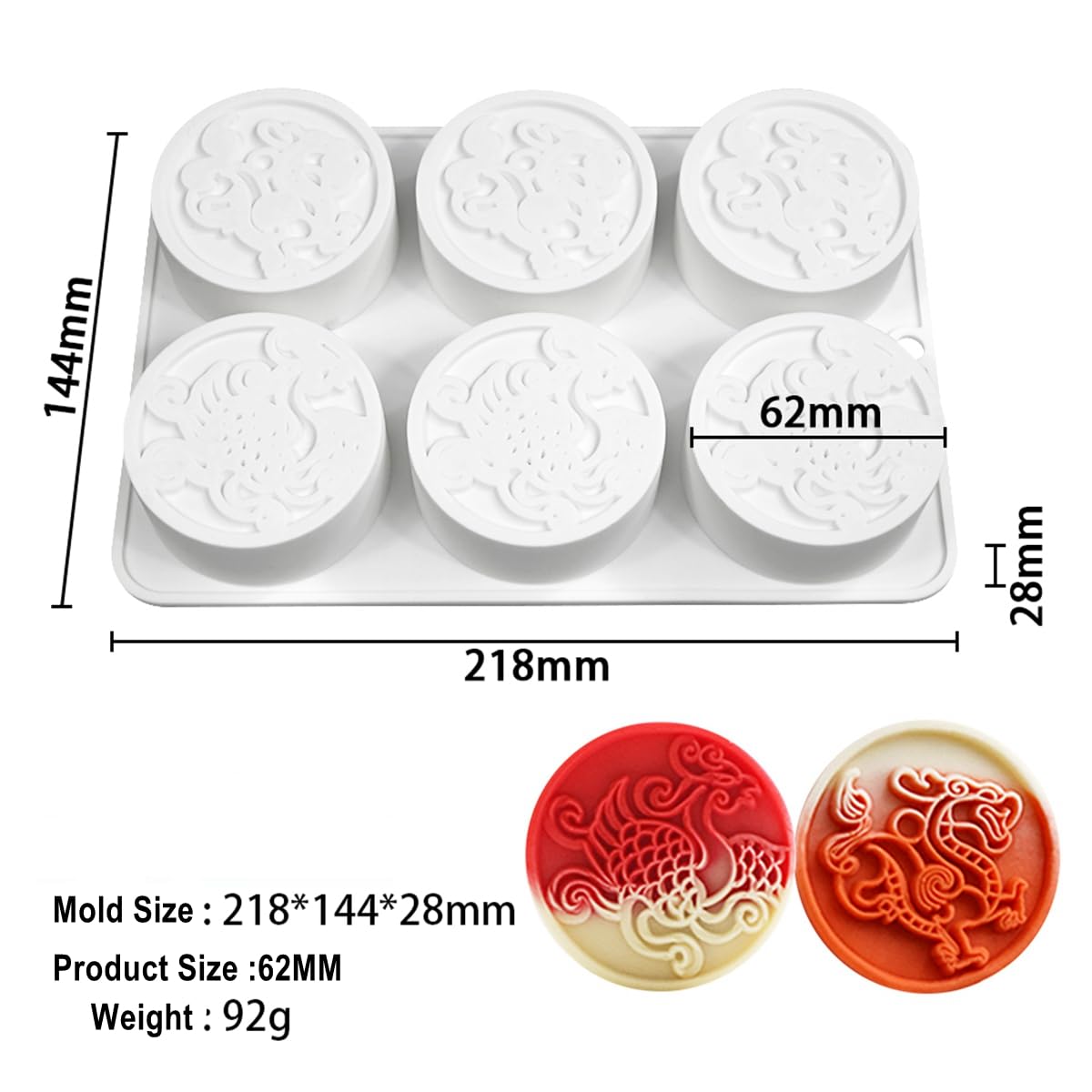 TUKE Silicone Mold Dragon and Phoenix Non-Stick Food Grade Silicone Molds for Chocolate, Candy, Jelly, Ice Cube, Cupcake Baking Mould, Muffin Pan (Dragon Phoenix G)