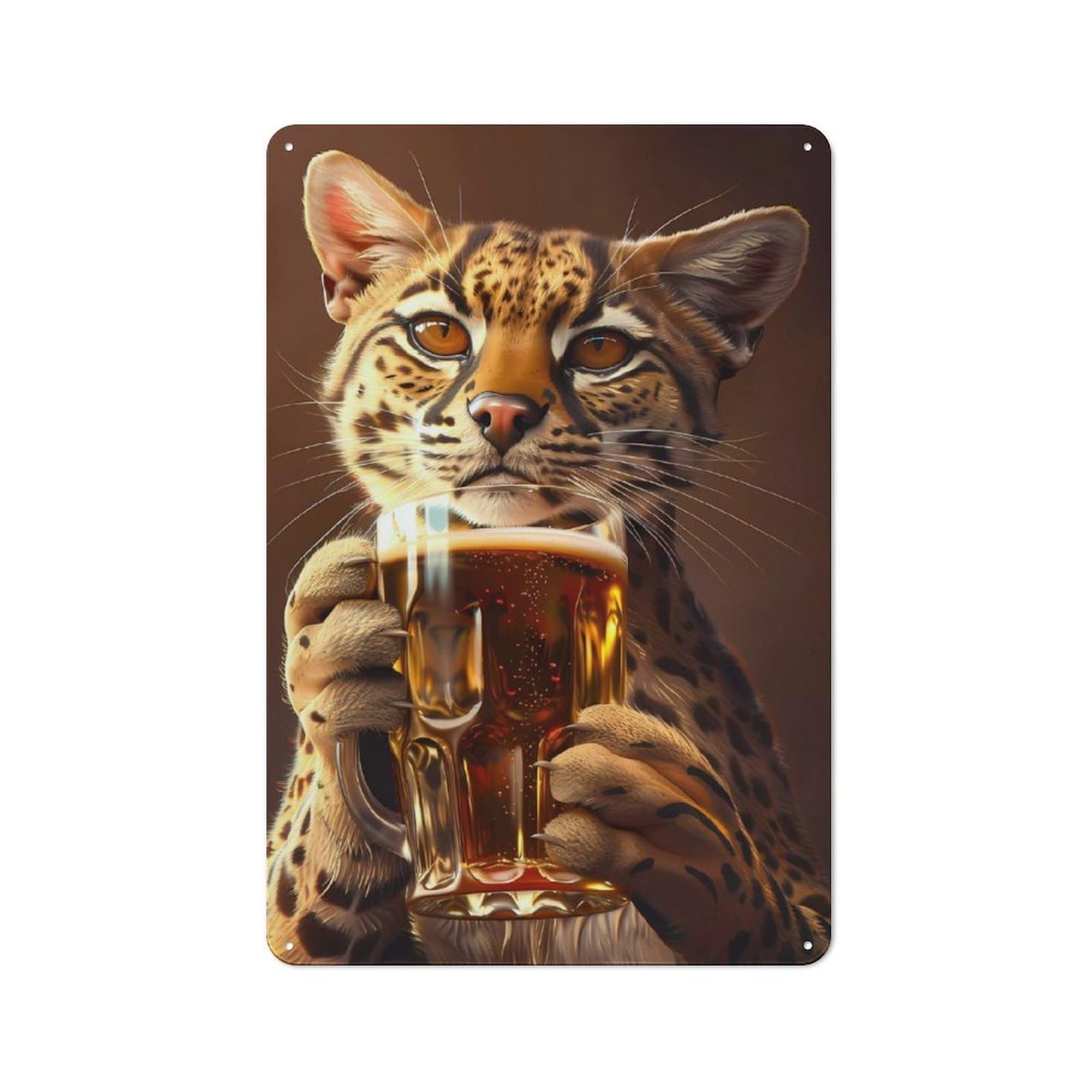 Vintage Tin Sign 30x20cm Featuring Ocelot Beer for Bar Or Restaurant, A Decorative Christmas Gift for Bar Decor Enthusiasts