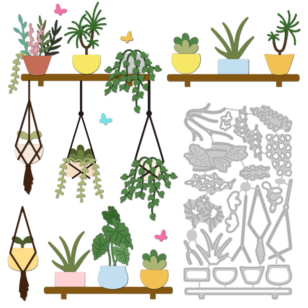 DELORIGIN Hanging Potted Plants Die Cuts