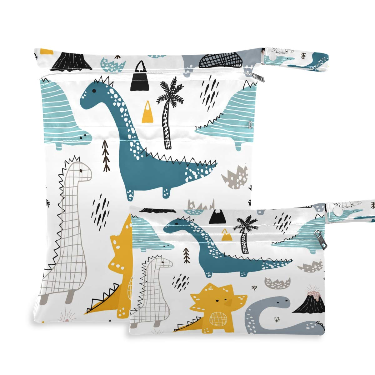 KEEPREAL Cactus Plant Wet Dry Bag for Cloth Diaper&Swimsuit,Travel&Beach - Water Resistant Wet Bags - Perfect for Wet Clothes, Toiletries, 2 Pack