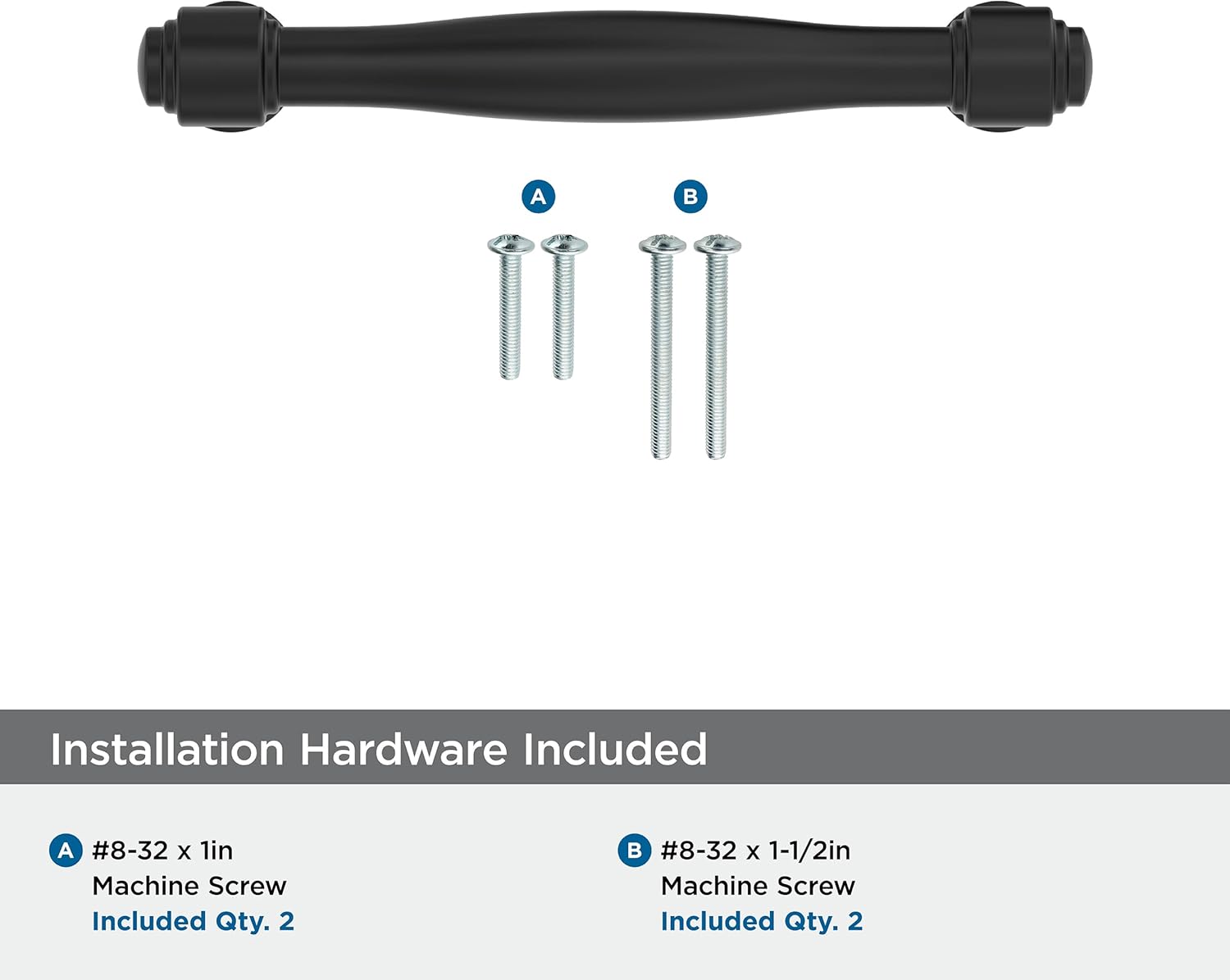 Amerock Enlivity 3-3/4 inch (96mm) Center-to-Center Matte Black Cabinet Pull, BP37722MB