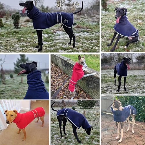 Greyhound Fleece Coat & Jumper, Whippet & Lurcher Cosy Fleece - Warm Dog Jacket with Adjustable Bands for Salukis (S, Navy Blue) - Image 4