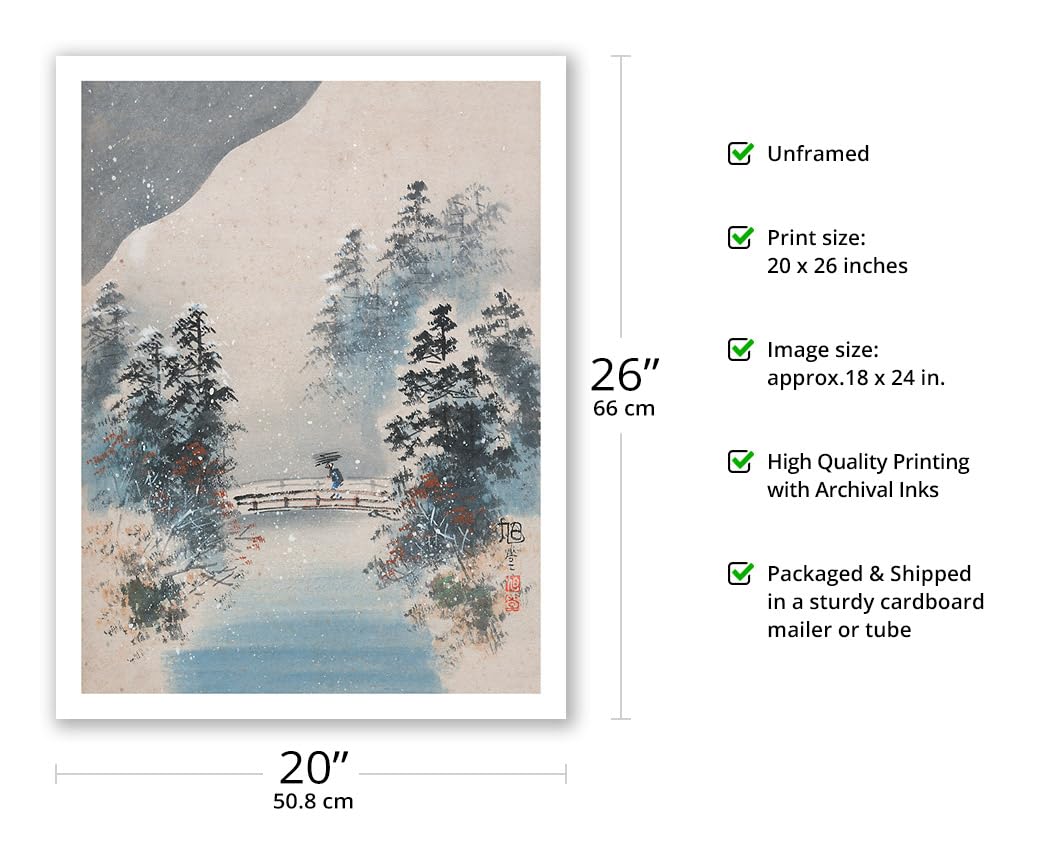 Amazon.com: Winter Snow - Vintage Japanese Watercolor by Kyokudo c